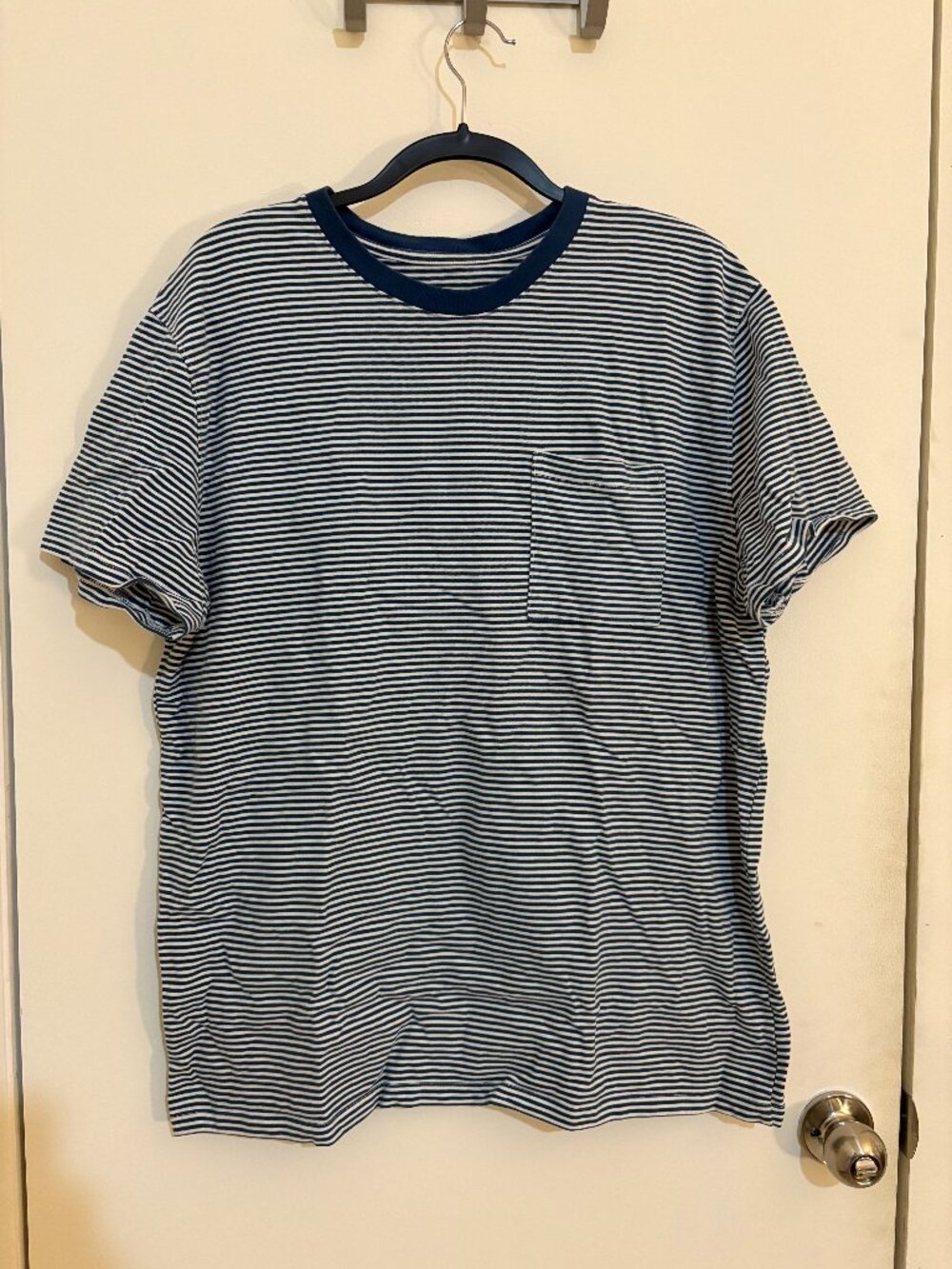 Goodfellow & Co Striped Crew Tee Navy White Horizontal Stripes Size L